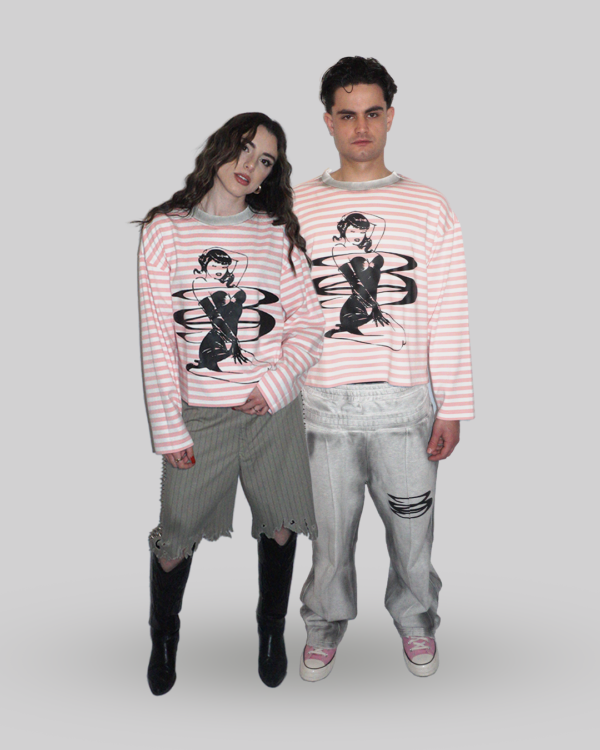 LONGSLEEVE A RIGHE CON STAMPE - immagine 3