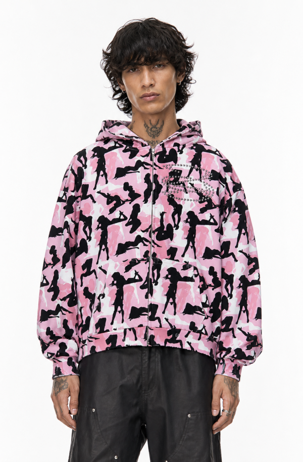 FELPA CON STAMPA CAMOUFLAGE E LOGO BORCHIATO