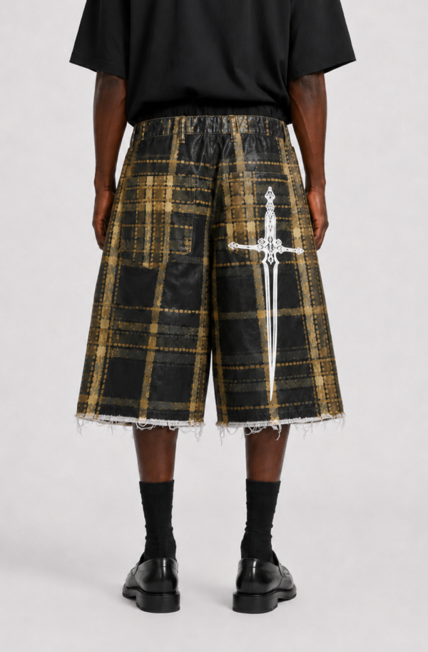 SHORTS VETRIFICATI CON STAMPA TARTAN